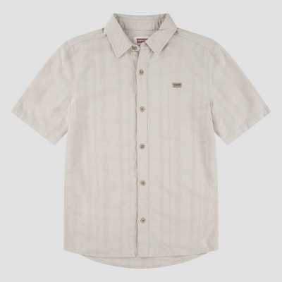 Levi's® Boys' Short Sleeve Striped Button-Down Shirt - Beige