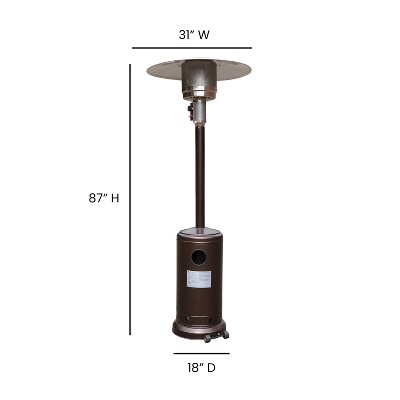 Bronze Stainless Steel 40,000 BTU Propane Patio Heater with Wheels