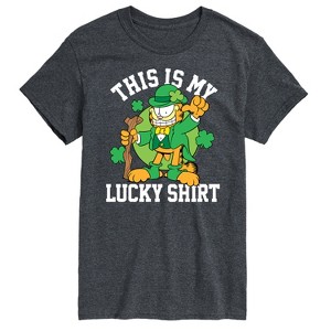 Men's - Garfield - This Is My Lucky Shirt Patrick's Day Short Sleeve Graphic T-Shirt - 1 of 4