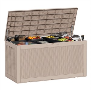 Maggift Deck Box, 120GAL Outdoor Storage Box, Patio Gardening Tools, Water and UV Resistant for Patio, Garden, Lawn, Brown, 48"*21.5"*25.6" - 1 of 4