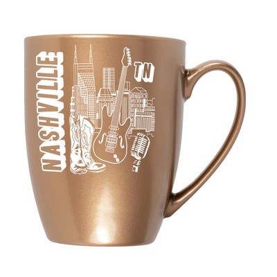 Elanze Designs Nashville TN 10 ounce New Bone China Coffee Tea Cup Mug, Bronze