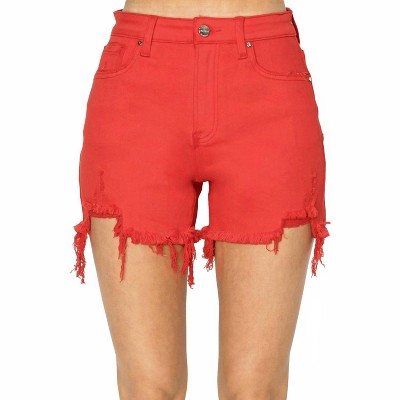 Women's High Rise Distressed Detail Shorts - RISEN