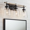Possini Euro Design Broadway Modern Industrial Wall Light Black Faux Wood Hardwire 23" 3-Light Fixture Clear Seedy Glass for Bedroom Bathroom Vanity - 2 of 4