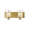 Beckett 2-Light Vanity Light - Dimmable Steel Fixture with Clear Seedy Glass Shades - 4 of 4