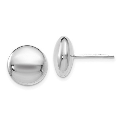 Black Bow Jewelry 11mm (7/16 Inch) 14k White Gold Polished Button Post Earrings