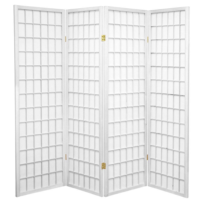 5 ft. Tall Window Pane Shoji Screen - White (4 Panels), 1 of 6