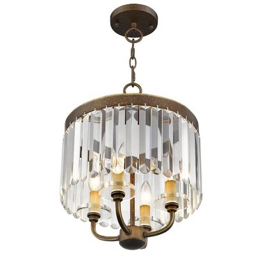 Palacial Bronze Mini Chandelier with Clear Crystal Accents