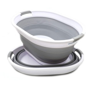 SAMMART 28L (7.4 gallon) Collapsible Plastic Laundry Basket-Oval Tub - 1 of 4