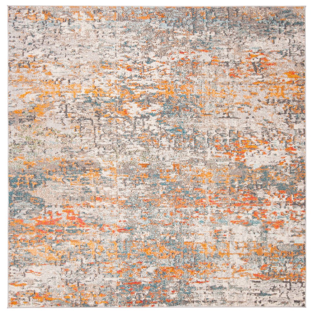 6'7inx6'7in Square Renita Rug Gray/Orange - Safavieh