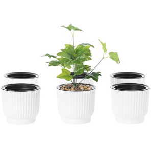 Gardenised White Flower Pot Self Watering Planter, 6 Pack - 1 of 4