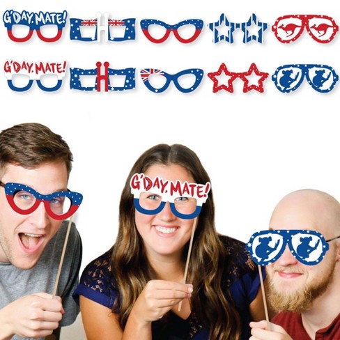 Big Dot Of Happiness Australia Day - Glasses Paper Card G'day Mate Aussie Party Booth Props Kit - 10 Count Target