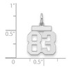 Black Bow Jewelry Sterling Silver, Athletic Collection, Small Polished Number 83 Pendant - 2 of 3