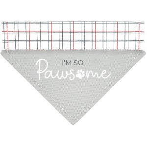 Pavilion Gift Company - I'm So Pawsome - 7" x 5" Canvas Slip on Pet Bandana - Pet Toy - 1 of 4