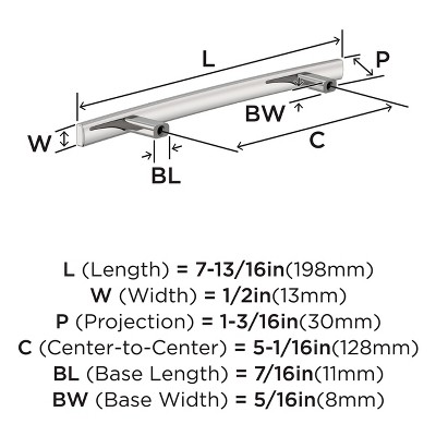 Polished Chrome 5-1/16 Inch Modern Cabinet Bar Pull