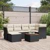 vidaXL Patio Sofa Set with Cushions Outdoor Furniture 7 Piece Poly Rattan - Black and Cream - 2 of 4
