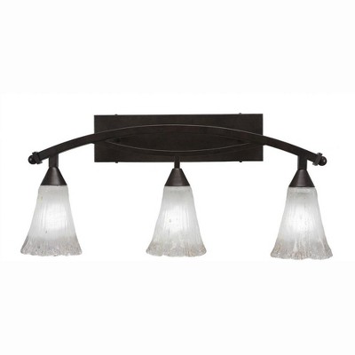 Toltec Lighting Bow 3 - Light Vanity in  Bronze with 5.5" Fluted Frosted Crystal Shade