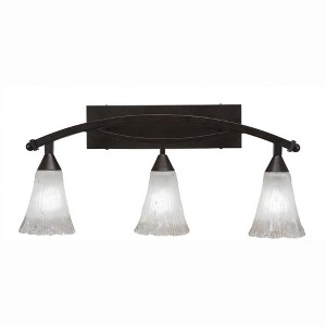 Toltec Lighting Bow 3 - Light Vanity in  Bronze with 5.5" Fluted Frosted Crystal Shade - 1 of 1