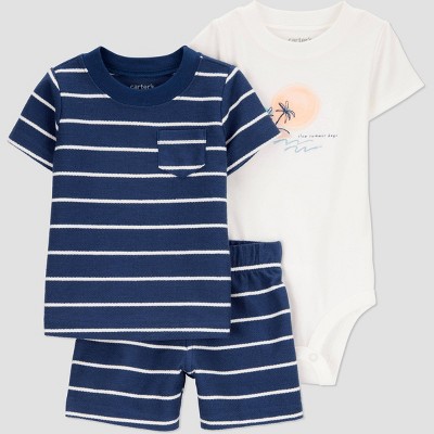 Carter's Just One You®️ Baby Boys' Striped Scenic Top & Bottom Set - Navy Blue