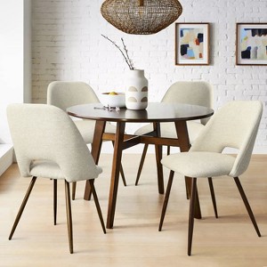 Fabric Dining Chairs Set Of 4,Modern Kitchen Dining Room Chairs With Curved Back,Upholstered Dining Chairs With Walnut Metal Legs-Maison Boucle - 1 of 4