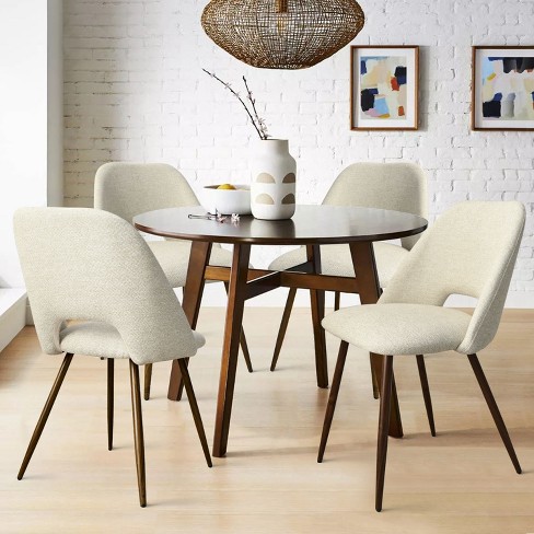 Maye Beige Boucle Chair Set of 2,Upholstered Dining Chair with King Louis  Back and Natural Wood Legs,18 Wide Upholstered Seat and Back-The Pop Maison