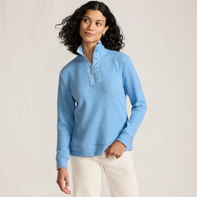 Lands' End Women's Long Sleeve Waffle Quarter Zip Pullover