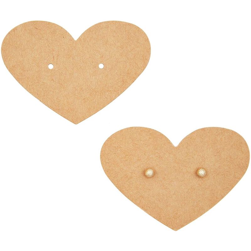 Bright Creations 300 Pieces Heart Shaped Earring Display Cards Jewelry Holder Packaging, Blank Kraft Paper Tags for Ear Studs and Earrings, 3 of 5