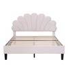 TIRAMISUBEST Full/Queen Size Upholstered Platform Bed with Flower Pattern Velvet Headboard, Velvet Bed Frame with Slats Support - 4 of 4