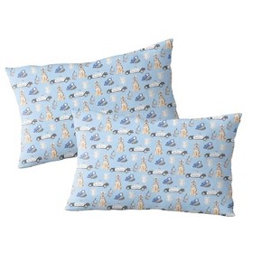 Lev Baby Viscose from Bamboo Pillowcase Set – Police Print Blue – Set of 2 - 1 of 3