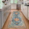 Wasshable Vintage Distressed Floral Print Living Room Bedroom Area Rug, Chenille Non Slip Floor Carpet for Dining Room Home Office - 3 of 4
