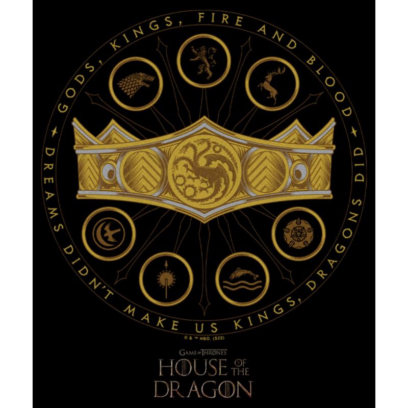 Women's Game of Thrones: House of the Dragon Gods Kings Fire and Blood Crown Logo T-Shirt, 2 of 5