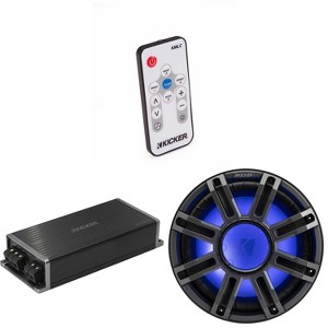 Kicker Marine KPX500.1 Powersports Amp & 12" 4 Ohm Premium Marine Subwoofer (Charcoal Grill ) Includes LED Remote - 1 of 4