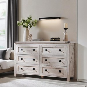 Dresser for Bedroom, Farmhouse Wood Rustic Wide Chest of Drawers, Storage Dressers Organizer for Bedroom, Living Room, Hallway - 1 of 4