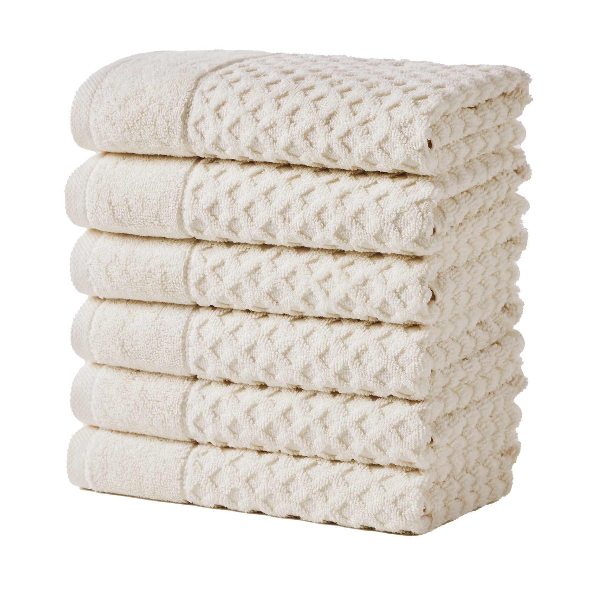 Cotton Quick-Dry Waffle Textured Towels - Great Bay Home (6 Pack Washcloth Set, Oatmeal)