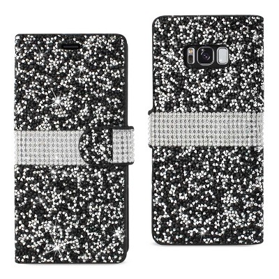 Reiko Samsung Galaxy S8/ SM Diamond Rhinestone Wallet Case in Black