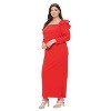 L I V D Women's Evangeline Rhinestone Sleeve Dress, Coral Red, 3X - 2 of 3