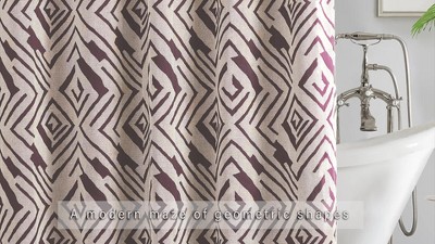 Ayesha Curry Aubergine Cotton Jacquard Geo Shower Curtain