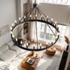 DORESshop 24-Light Black and Gold Wagon Wheel Chandelier, Single Tier, E12 Sockets, Non-Integrated Bulbs, Rustic Farmhouse Style - 4 of 4
