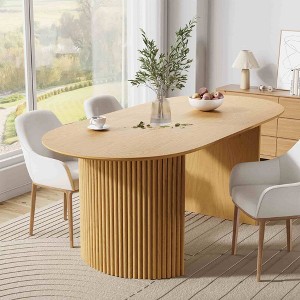 Lirago 67" Nordic Style Oval Dining Table - for 6 People 67*33.5 Natural - 1 of 4