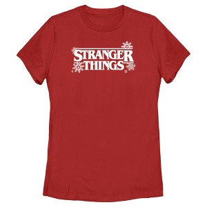 Women's Stranger Things Christmas Snowflakes Logo T-Shirt - 1 of 4