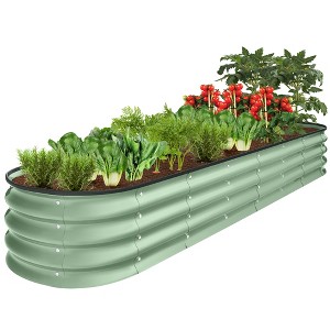 Best Choice Products 8x2x1ft Outdoor Metal Raised Oval Garden Bed, Planter Box for Vegetables, Flowers - 1 of 4