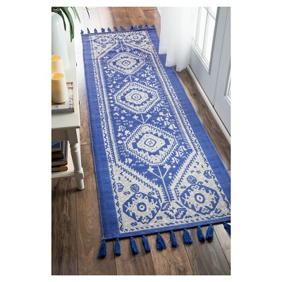 2 6 X8 Runner Blue Solid Woven, Rug Runners For Kitchen Target