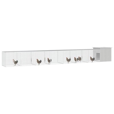 vidaXL Large Galvanized Steel Chicken Cage - Protective and Durable Poultry Coop - Suitable for Chickens, Hens, Ducks - Size 315"x35.8"x39.4", Gray