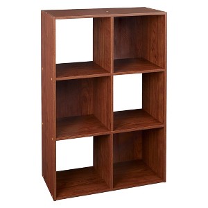 ClosetMaid 6 Cube Laminated Wood Stackable Open Bookcase Display Shelf Storage Organizer for Household, Living Rooms, and Studies, Dark Cherry - 1 of 4