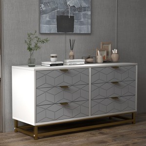 Six Drawer Dresser - 6 Drawer Storage, White and Grey Finish, Bedroom and Living Room Use, Durable and Spacious, Modern Design - 1 of 4