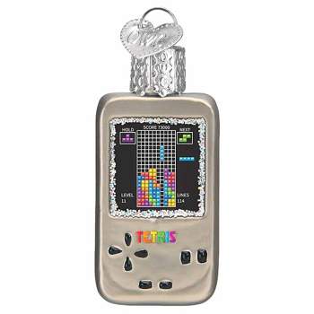 Old World Christmas Mini Tetris  -  One Mini Ornament 2.0 Inches -  Gumdrops Collection Puzzle Game  -  88503  -  Glass  -  Silver