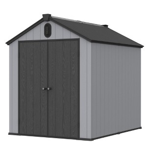 NicBex 8*10ft Outdoor Storage Shed  Weatherproof Garden Shed, Garden Big Spire Tool Storage for Storing Tools and Garden Equipment, Gray - 1 of 4