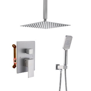 CASAINC 3-Spray Patterns 10 Inches Ceiling Mount Dual Shower Heads with Hand Shower (Valve Included) - 1 of 4