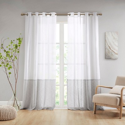Kumasinova 84" Two-Tone Light Filtering Curtains Panel,Kitchen Curtains with Grommets,Window Curtains for Living Room&Bedroom,Gray+White