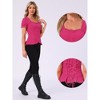 INSPIRE CHIC Women's Square Neck Solid Color Puff Short Sleeve Lace Up Gothic Blouse - 2 of 4