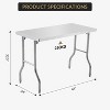 Heavy-Duty Stainless Steel Work Table with Adjustable Feet, Commercial Folding Prep Table for Kitchen, Restaurant, Food Truck, Garage - 2 of 4